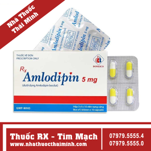 Thuốc Amlodipin 5mg - trị tăng huyết áp, đau thắt ngực (30 viên)