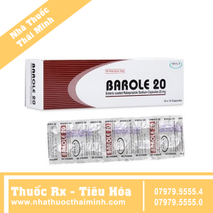 Thuốc Barole 20 - trị viêm loét do trào ngược dạ dày, thực quản (10 vỉ x 10 viên)