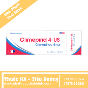 Thuốc Glimepirid 4-US - điều trị đái tháo đường type 2 (10 vỉ x 10 viên)