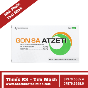 Thuốc Gonsa Atzeti 10mg - điều trị tăng lipid máu (3 vỉ x 10 viên)