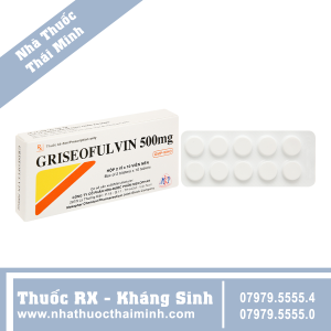 Thuốc Griseofulvin 500mg - điều trị nhiễm trùng nấm da, tóc (2 vỉ x 10 viên)