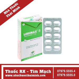 Thuốc Lodimax 5mg - điều trị tăng huyết áp, đau thắt ngực (2 vỉ x 10 viên)