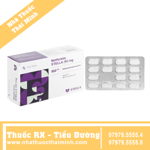 Thuốc Metformin Stella 850mg điều trị tiểu đường (4 vỉ x 15 viên)