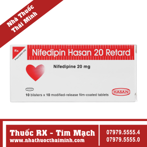 Thuốc Nifedipin Hasan 20mg Retard - điều trị tăng huyết áp (10 vỉ x 10 viên)