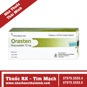 Thuốc Orasten 10mg - làm giảm lipid máu (3 vỉ x 10 viên)