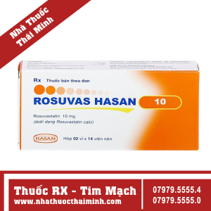 Thuốc Rosuvas 10mg - điều trị tăng cholesterol máu (2 vỉ x 14 viên)