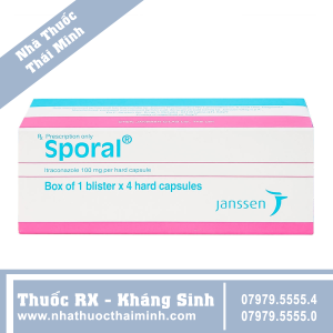 Thuốc Sporal 100mg - điều trị các bệnh nấm phụ khoa, da, toàn thân (4 viên)